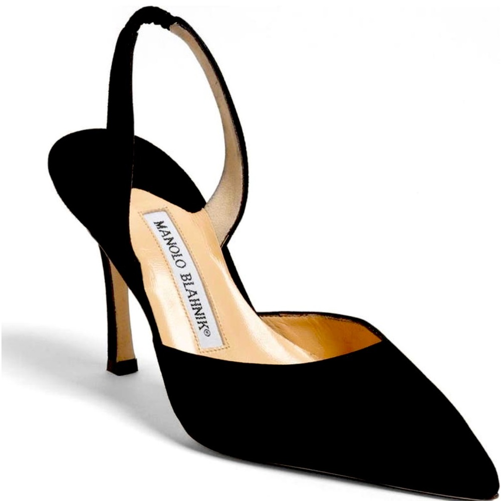 Manolo Blahnik Classic Black Slingback Heel Canvas 39.5